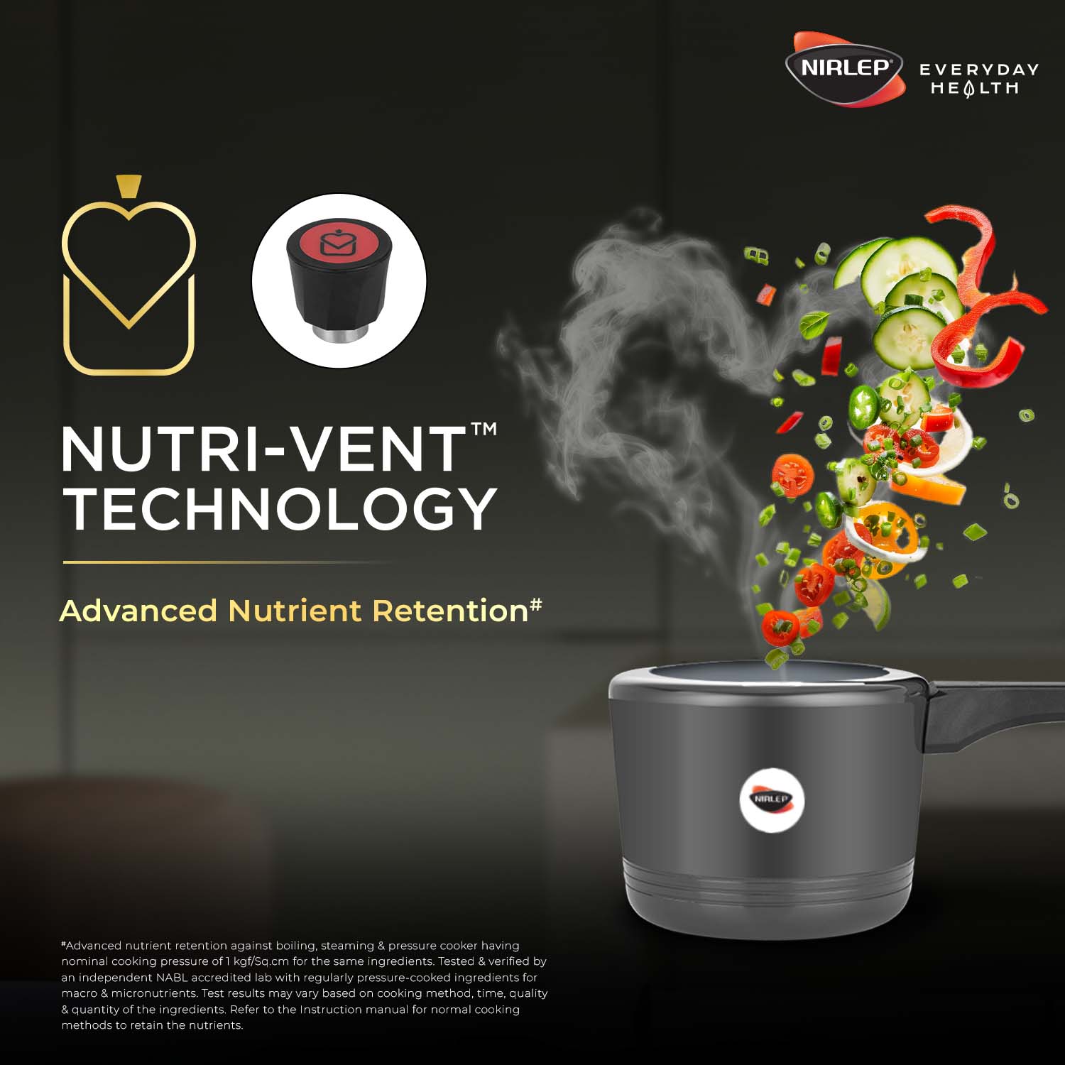 Nutrihealth Pro Inner Lid Hard Anodised Designer Pressure Cooker