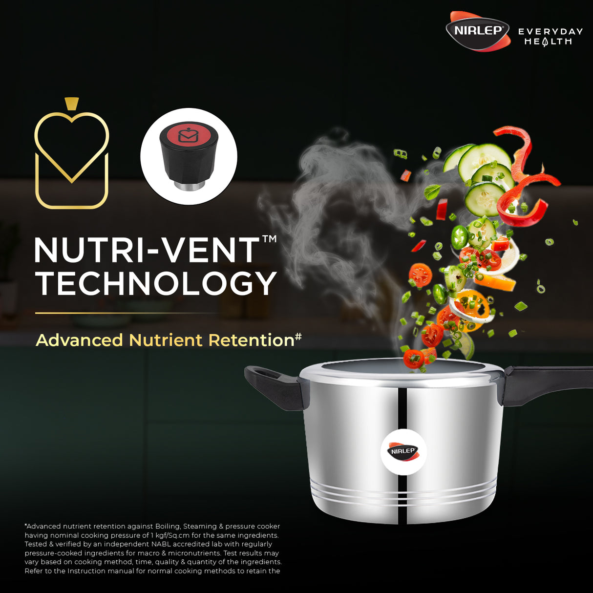 Nutrihealth Pro Inner Lid Designer Aluminium Pressure Cooker