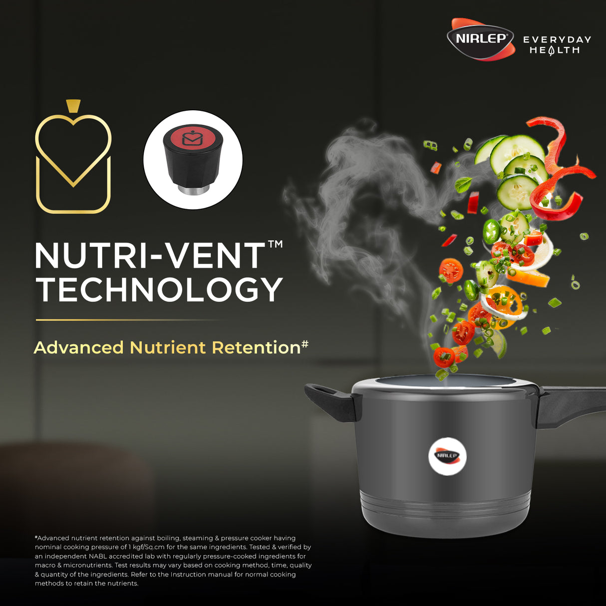 Nutrihealth Pro Inner Lid Hard Anodised Designer Pressure Cooker