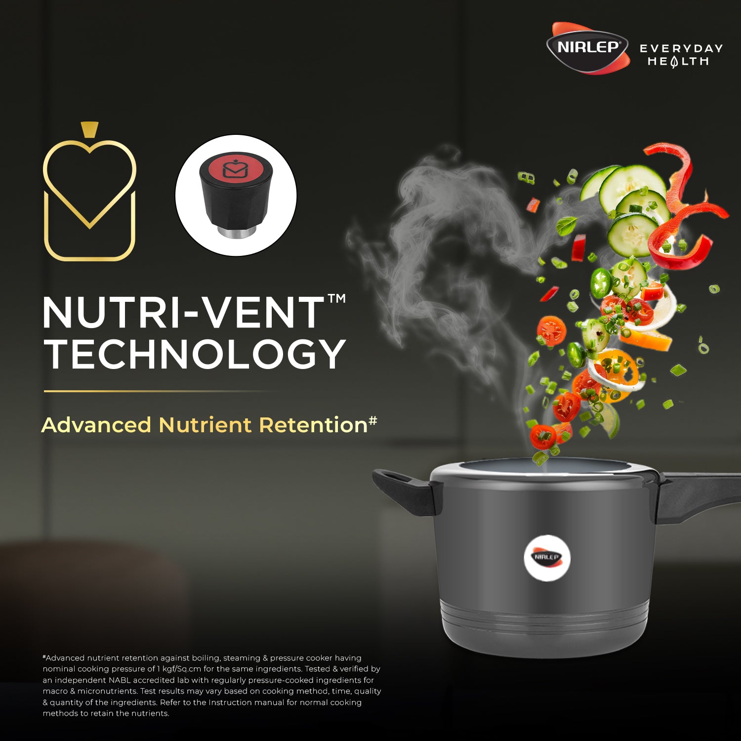 Nutrihealth Pro Inner Lid Hard Anodised Designer Pressure Cooker