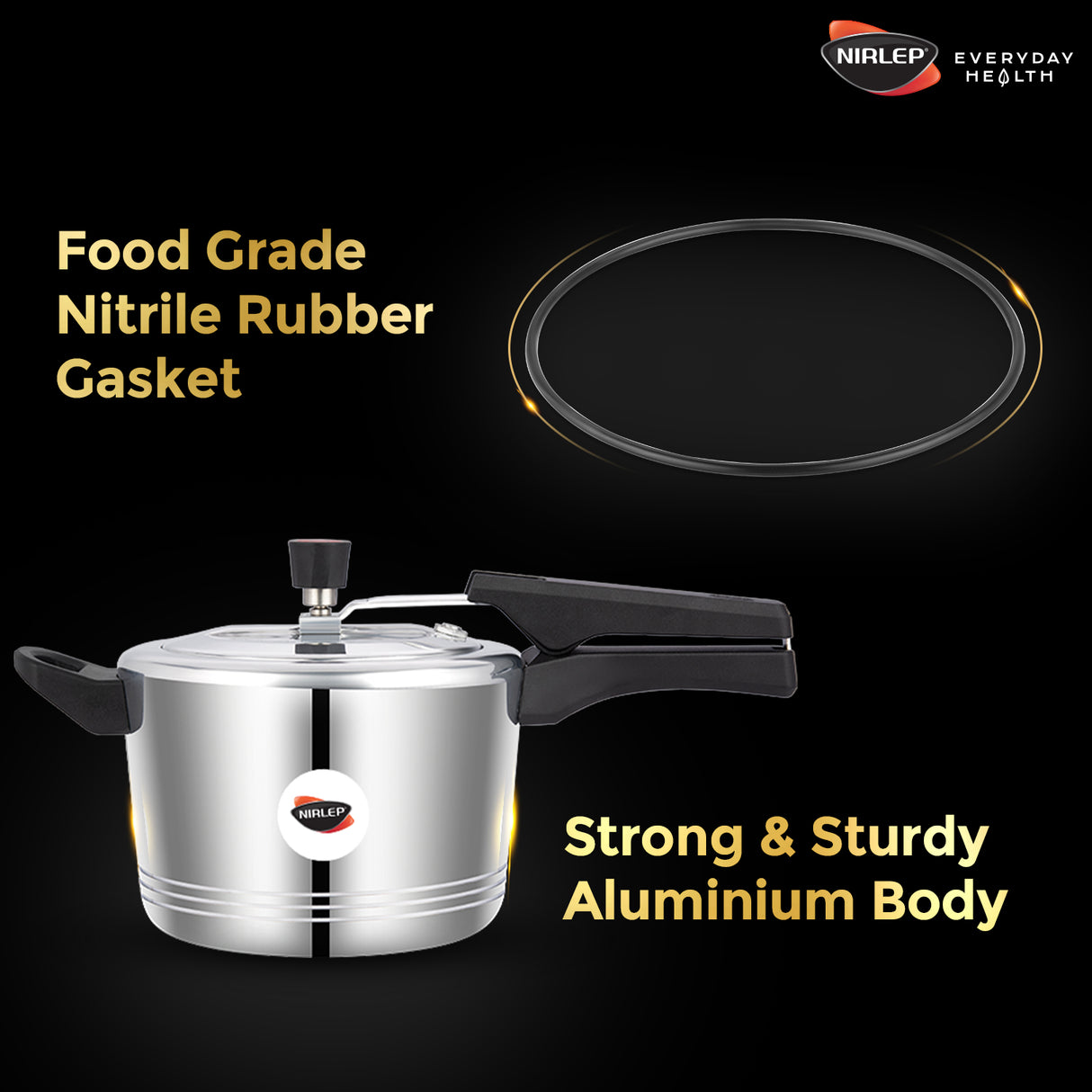 Nutrihealth Pro Inner Lid Designer Aluminium Pressure Cooker