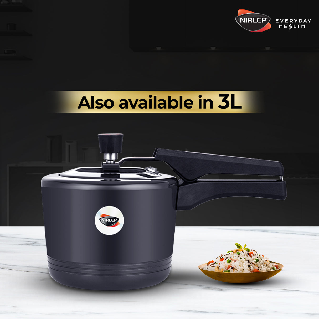 Nutrihealth Pro Inner Lid Hard Anodised Designer Pressure Cooker