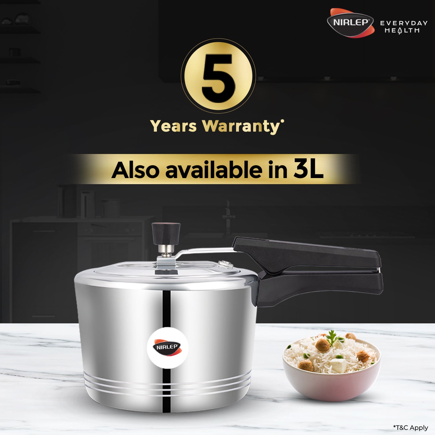 Nutrihealth Pro Inner Lid Designer Aluminium Pressure Cooker