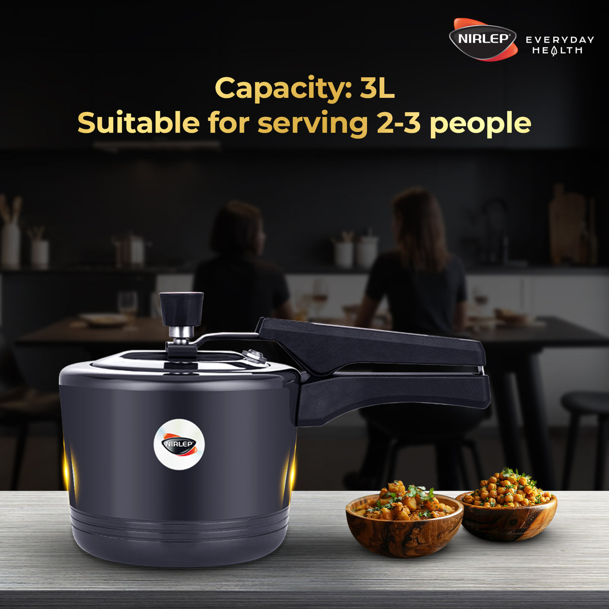Nutrihealth Pro Inner Lid Hard Anodised Designer Pressure Cooker