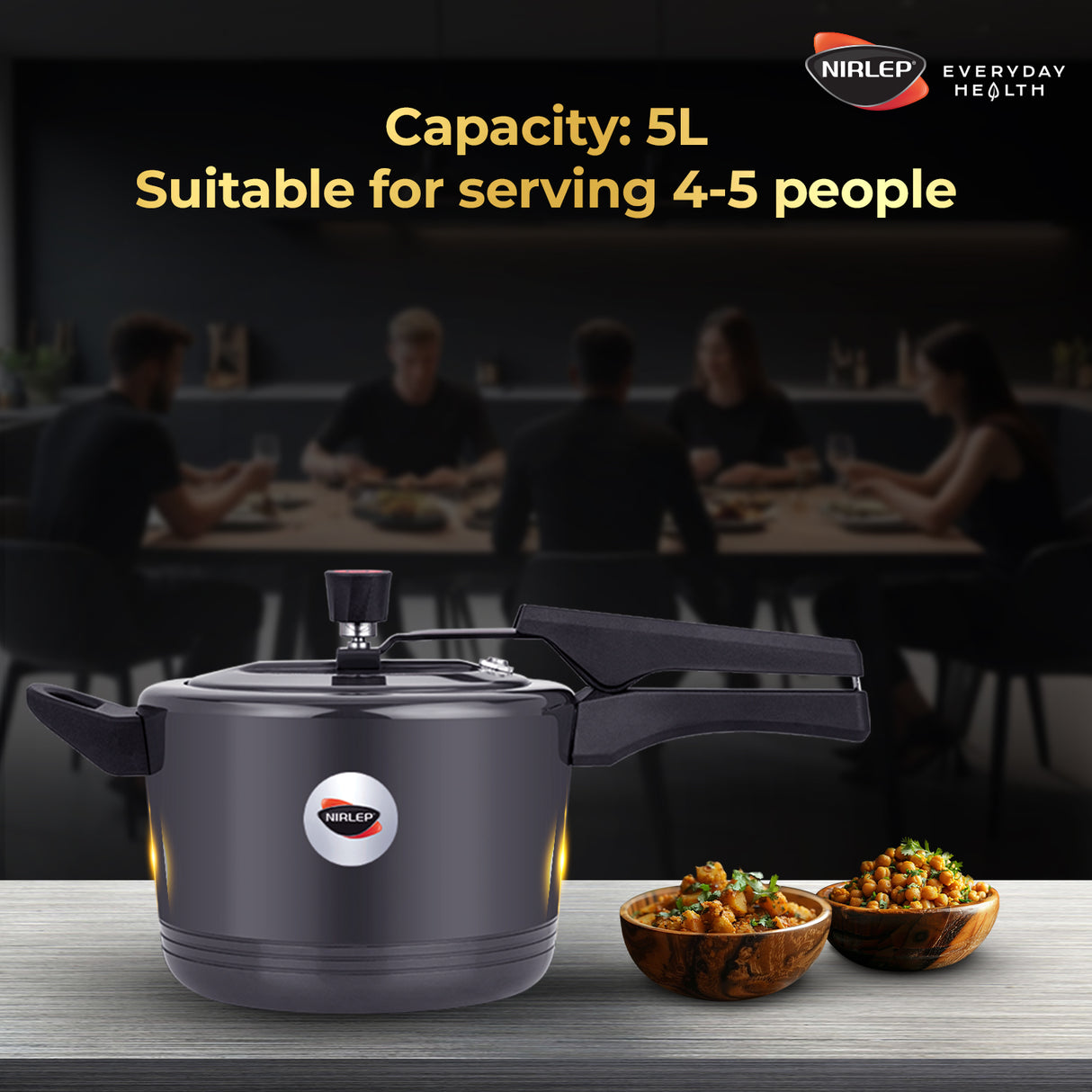 Nutrihealth Pro Inner Lid Hard Anodised Designer Pressure Cooker