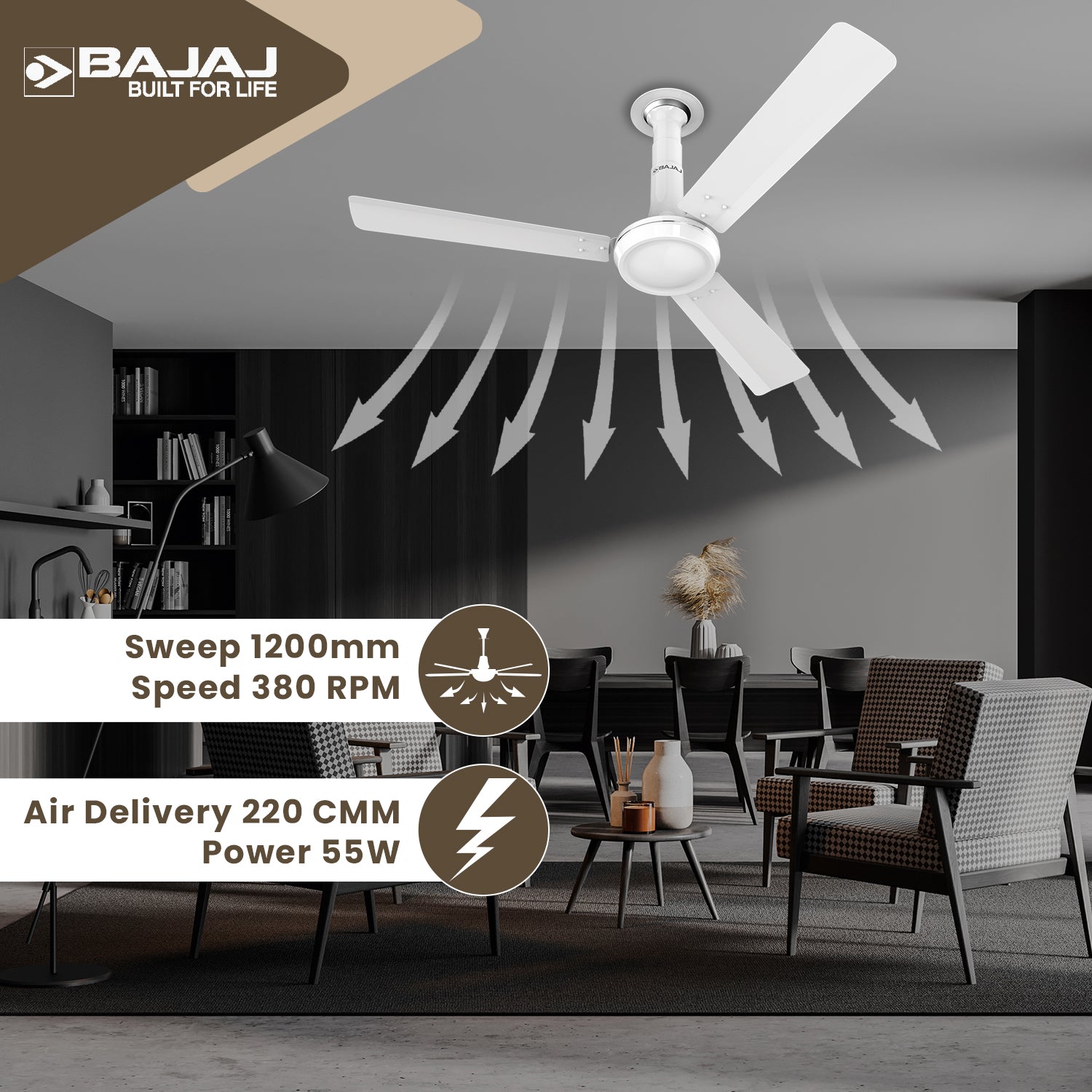 Orbita 12S1 1200mm Ceiling Fan