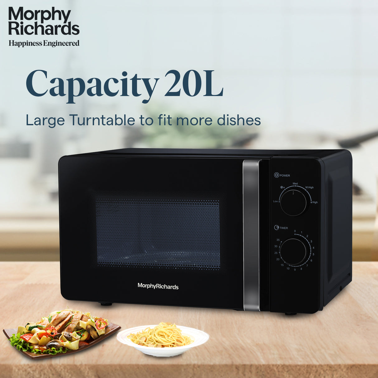 Morphy Richards 20MWS Black Microwave Oven
