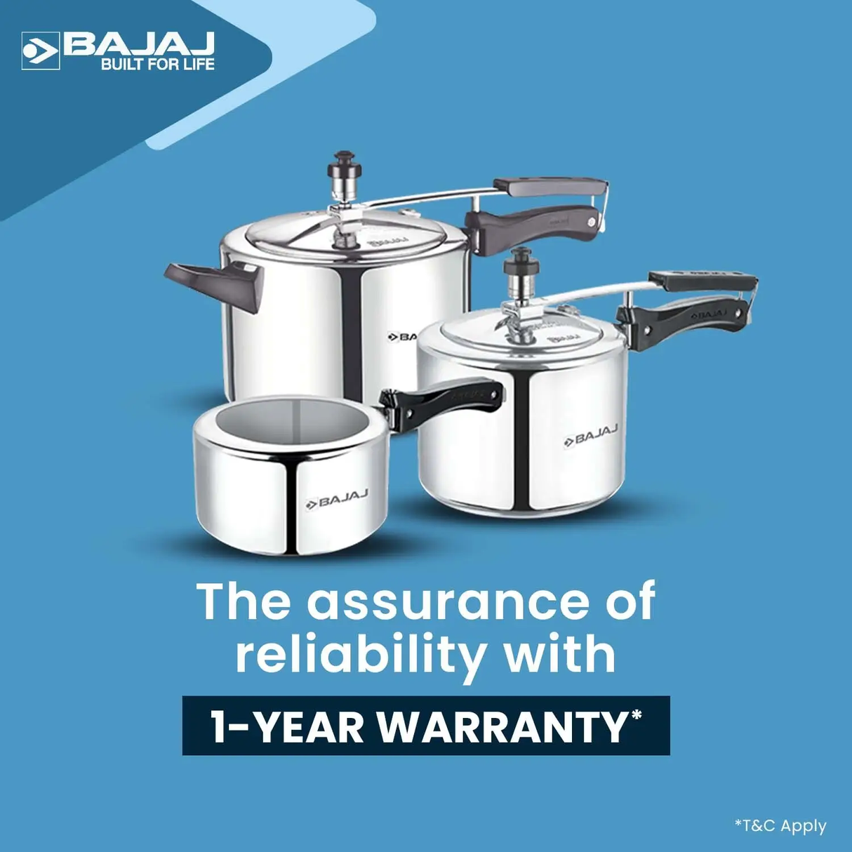 New Shakti Inner Lid 3 Piece Aluminium Pressure Cooker Combo Set