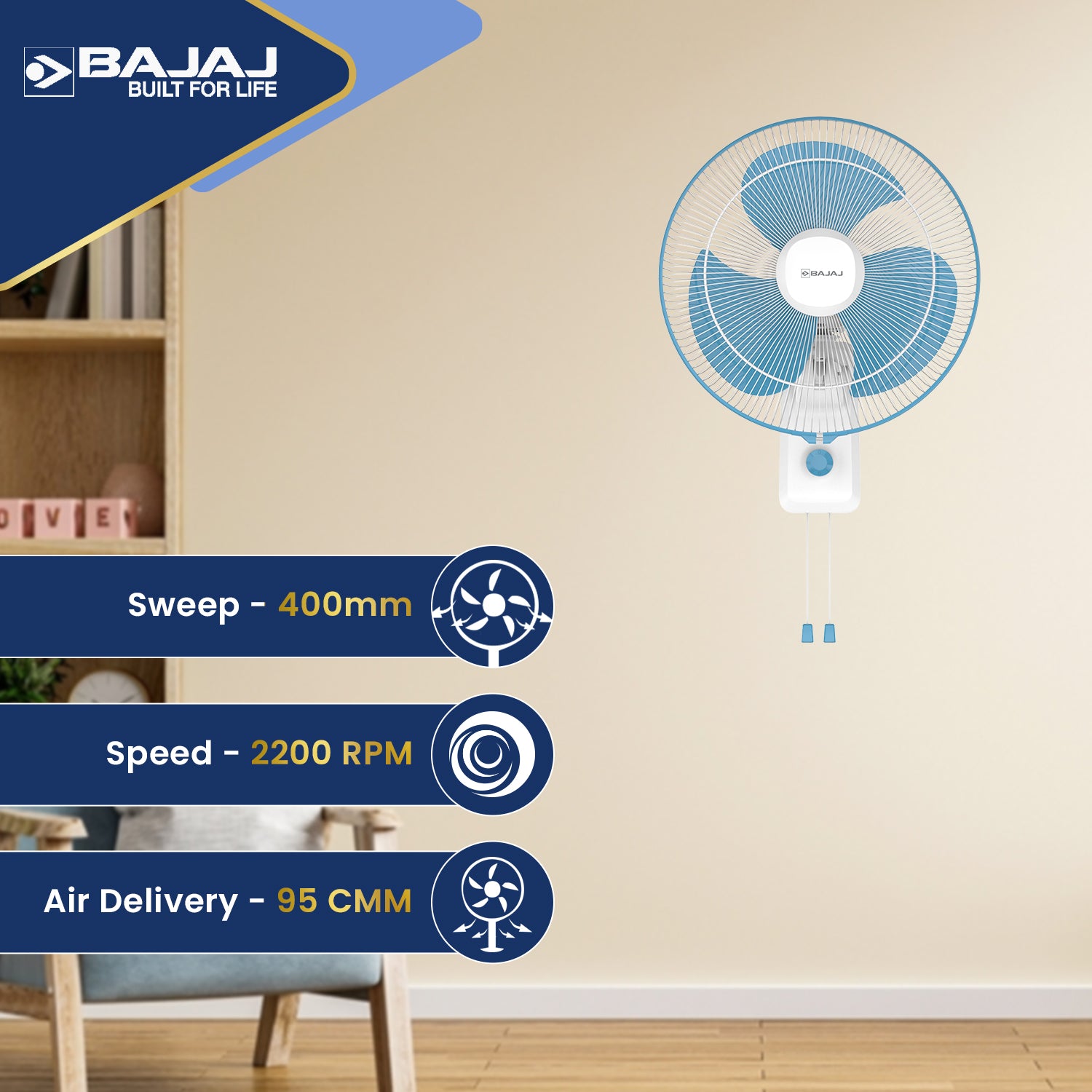 T−FAL FV4670J0 Turbo 400mm Wall Fan – Bajaj Electricals India