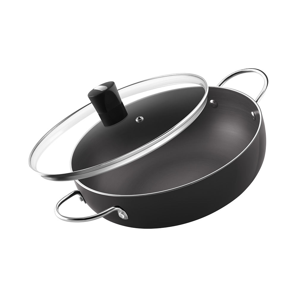 Ebony Kadhai with Glass Lid