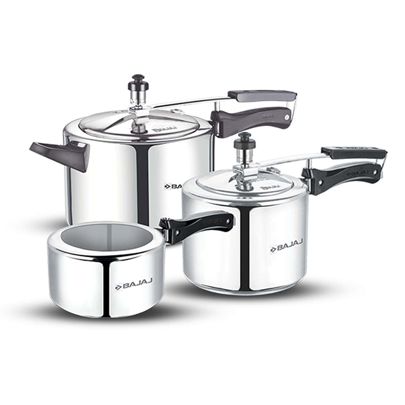 New Shakti Inner Lid 3 Piece Aluminium Pressure Cooker Combo Set