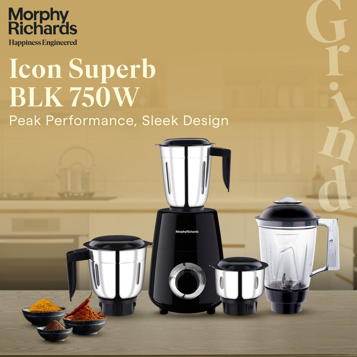 Morphy Richards Icon Superb Black 750W Mixer Grinder