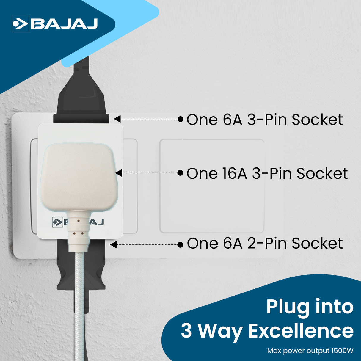 BAJAJ TURBO XL 16A 3 WAY MULTIPLUG