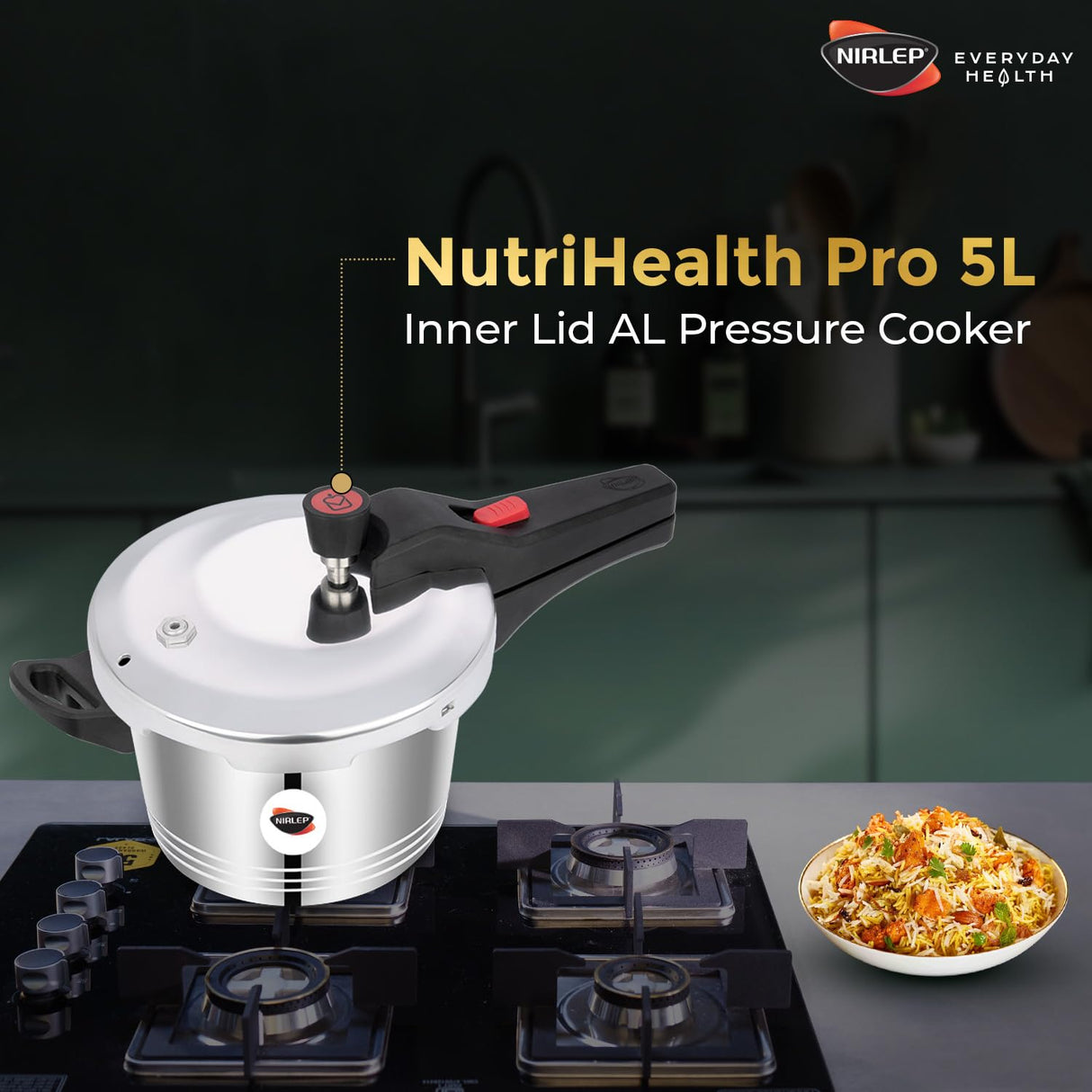Nutrihealth Pro Outer Lid Designer Aluminium Pressure Cooker