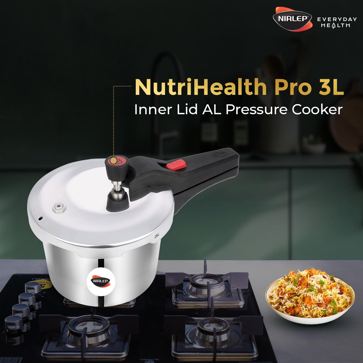 Nutrihealth Pro Outer Lid Designer Aluminium Pressure Cooker