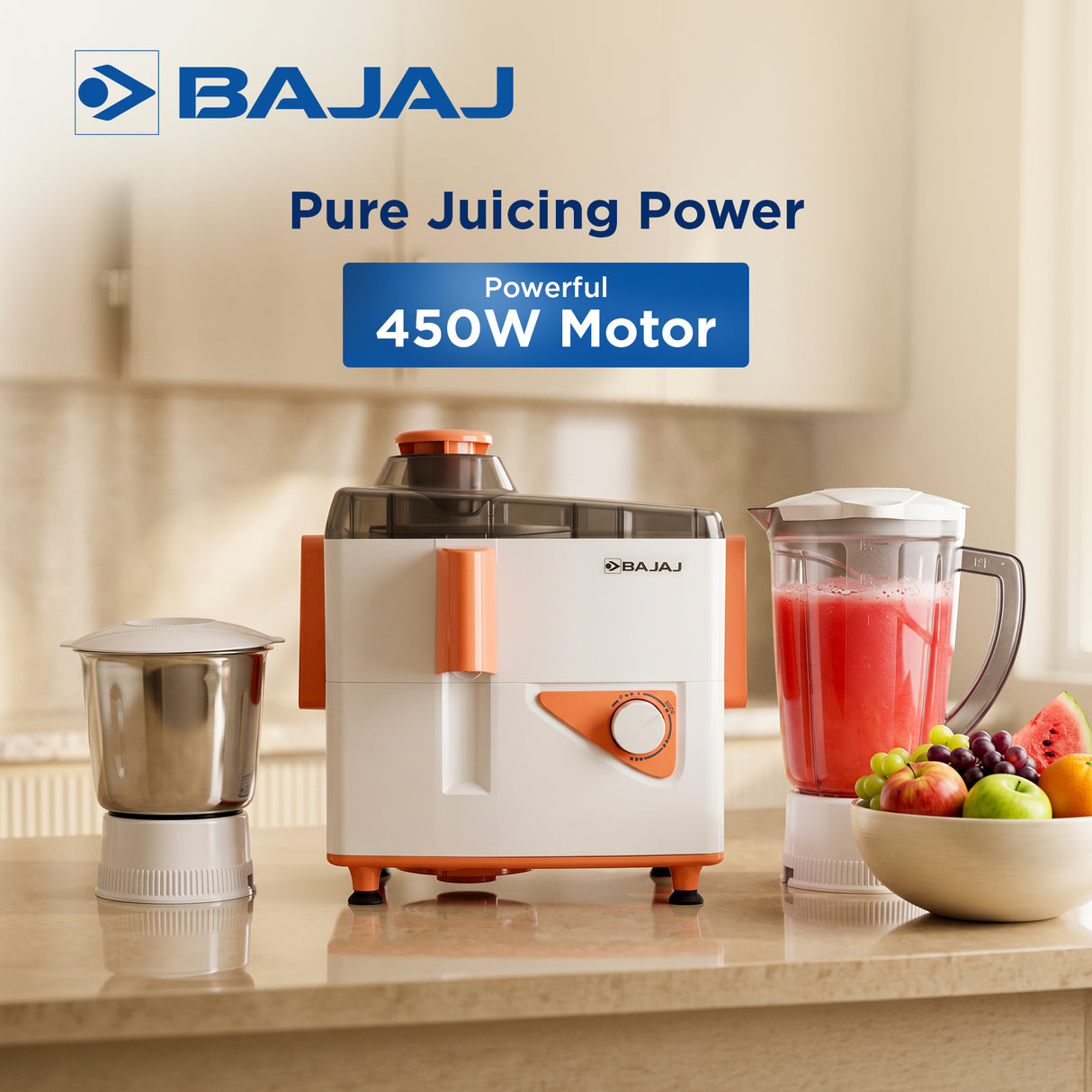 Bajaj JX4 Neo 450W Juicer Mixer Grinder