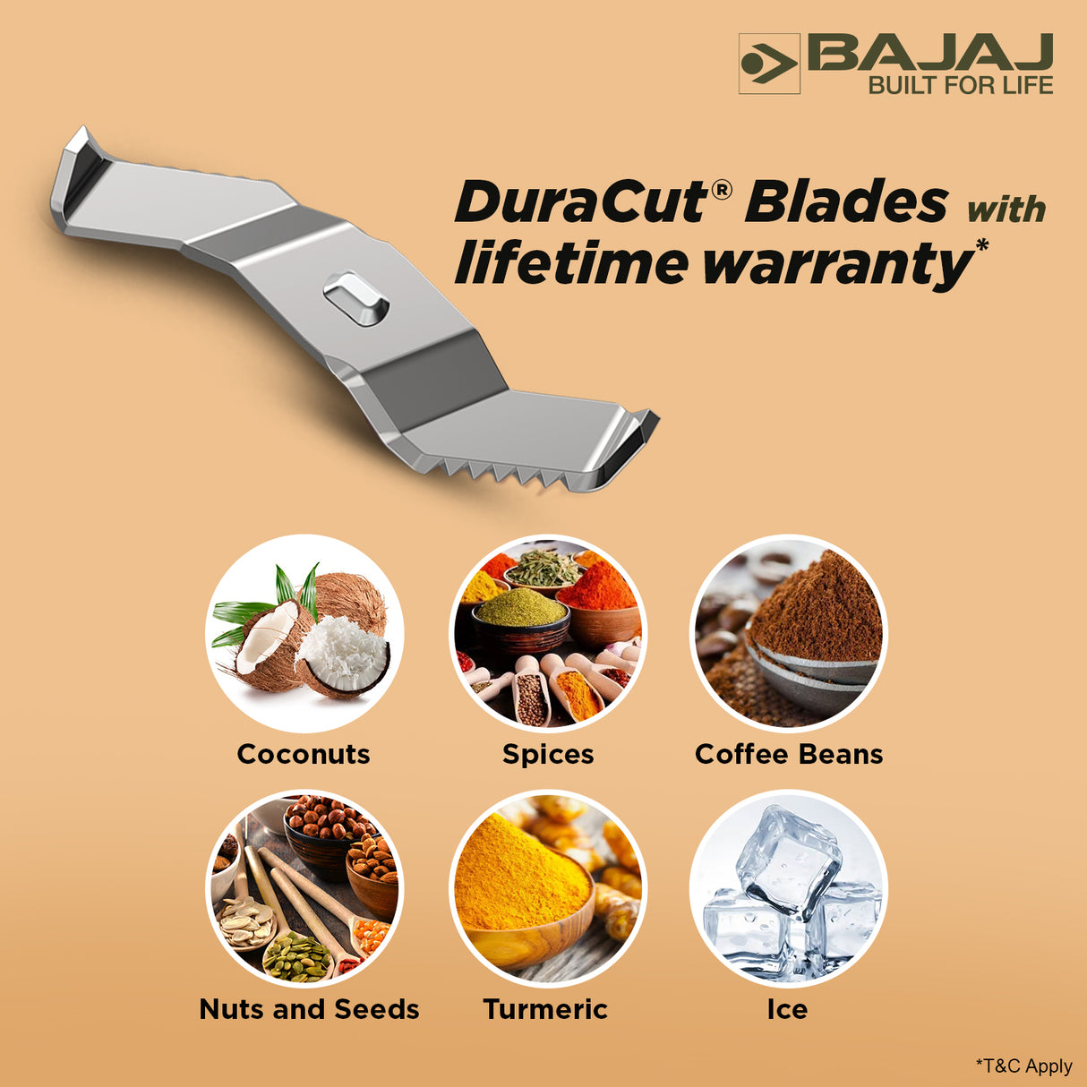 Bajaj Military Series Glamore 800W Mixer Grinder