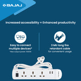 BAJAJ 3 WAY SPIKE AND SURGE GUARD WITH 2 USB