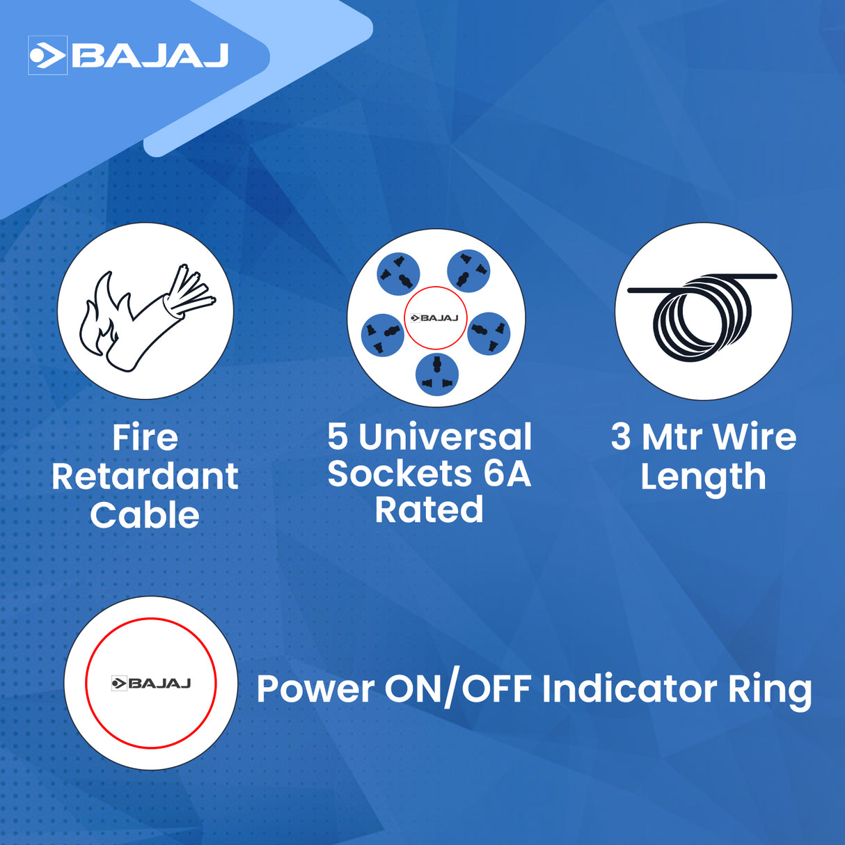 BAJAJ 5 WAY EXTENSION REEL 3 MTR