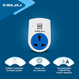6A 3 PIN UNIVERSAL ADAPTOR WITH 2 USB