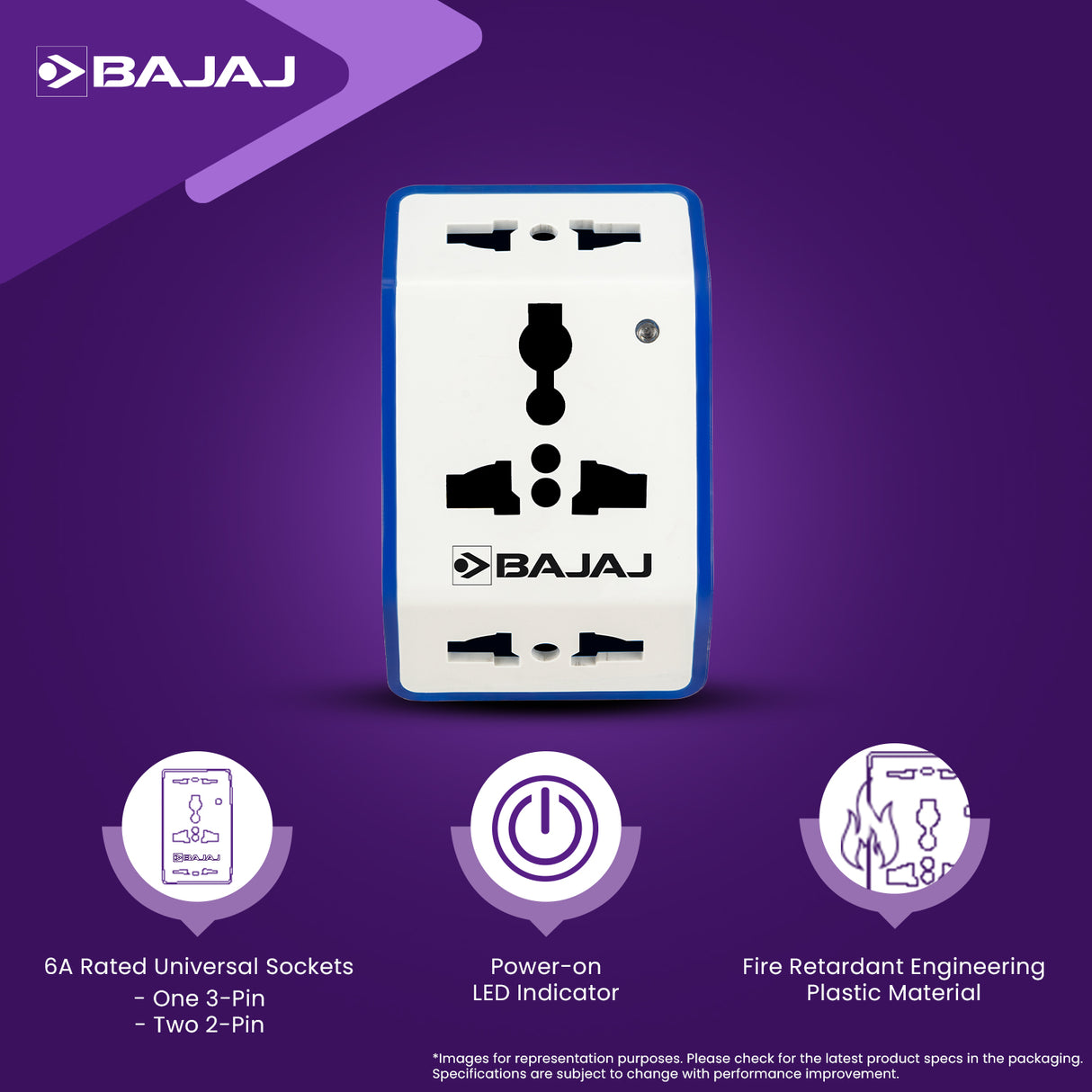6A 3 PIN UNIVERSAL ADAPTOR