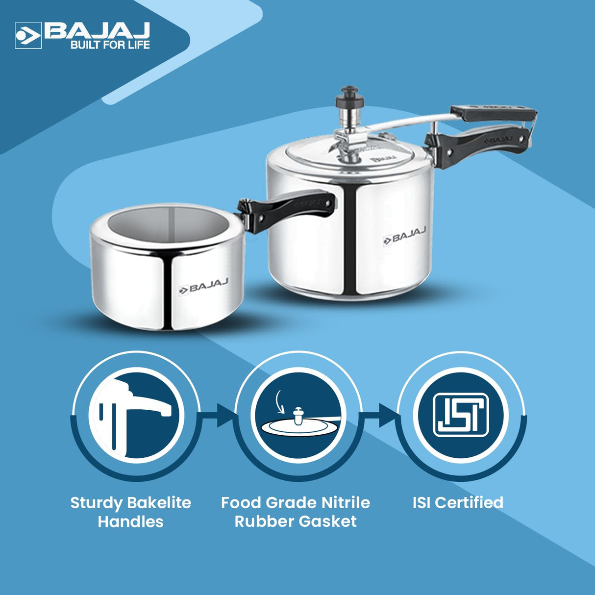 New Shakti Inner Lid  2 Piece Aluminium Pressure Cooker Combo Set