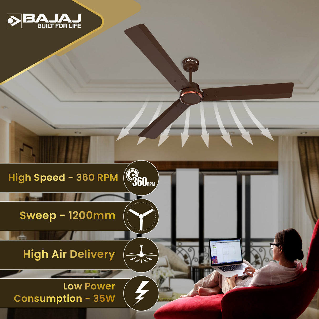Classico Sleek Plus 1200mm Ceiling Fan