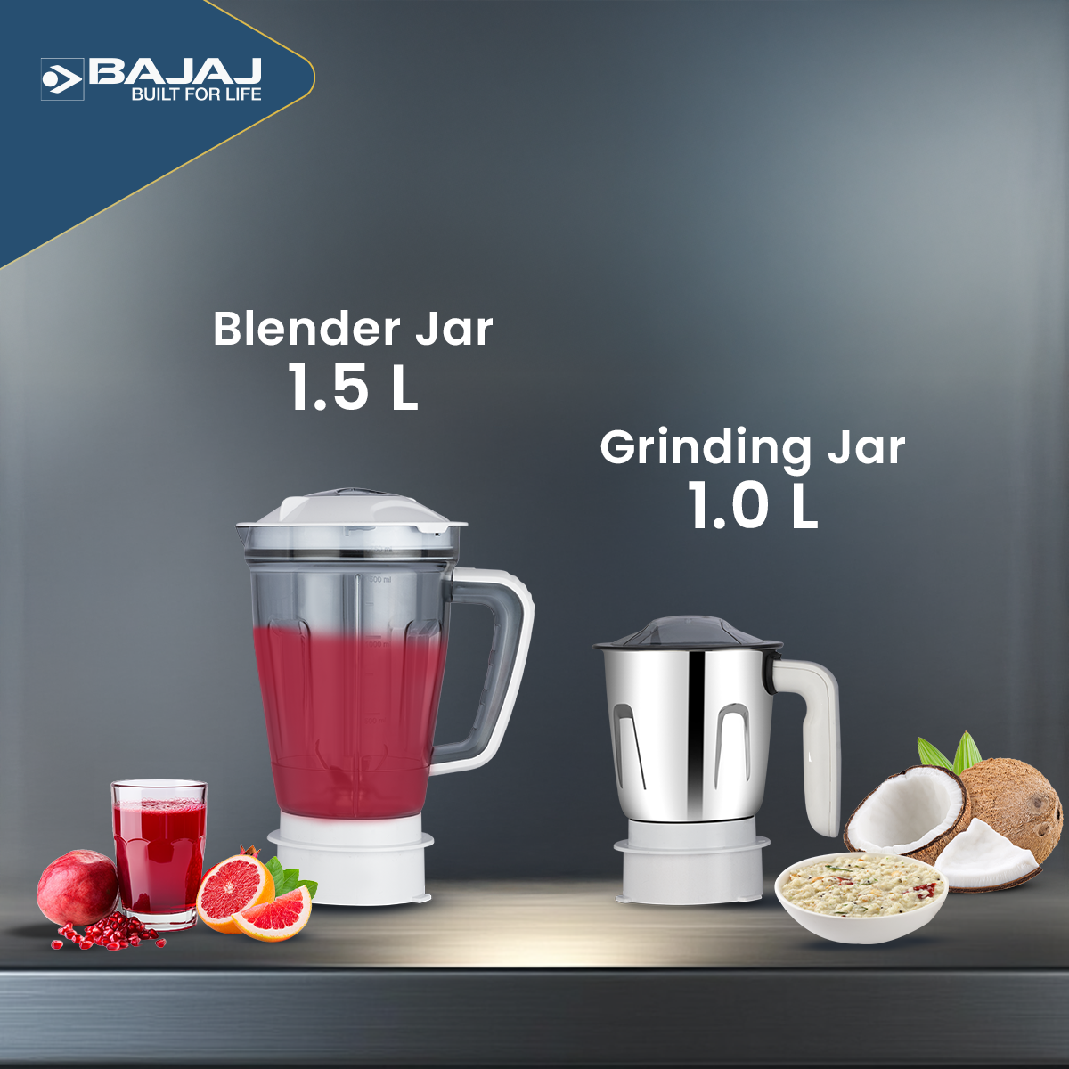 Bajaj Ninja Series PowerBlend 2 Jar 1000W Juicer Mixer Grinder