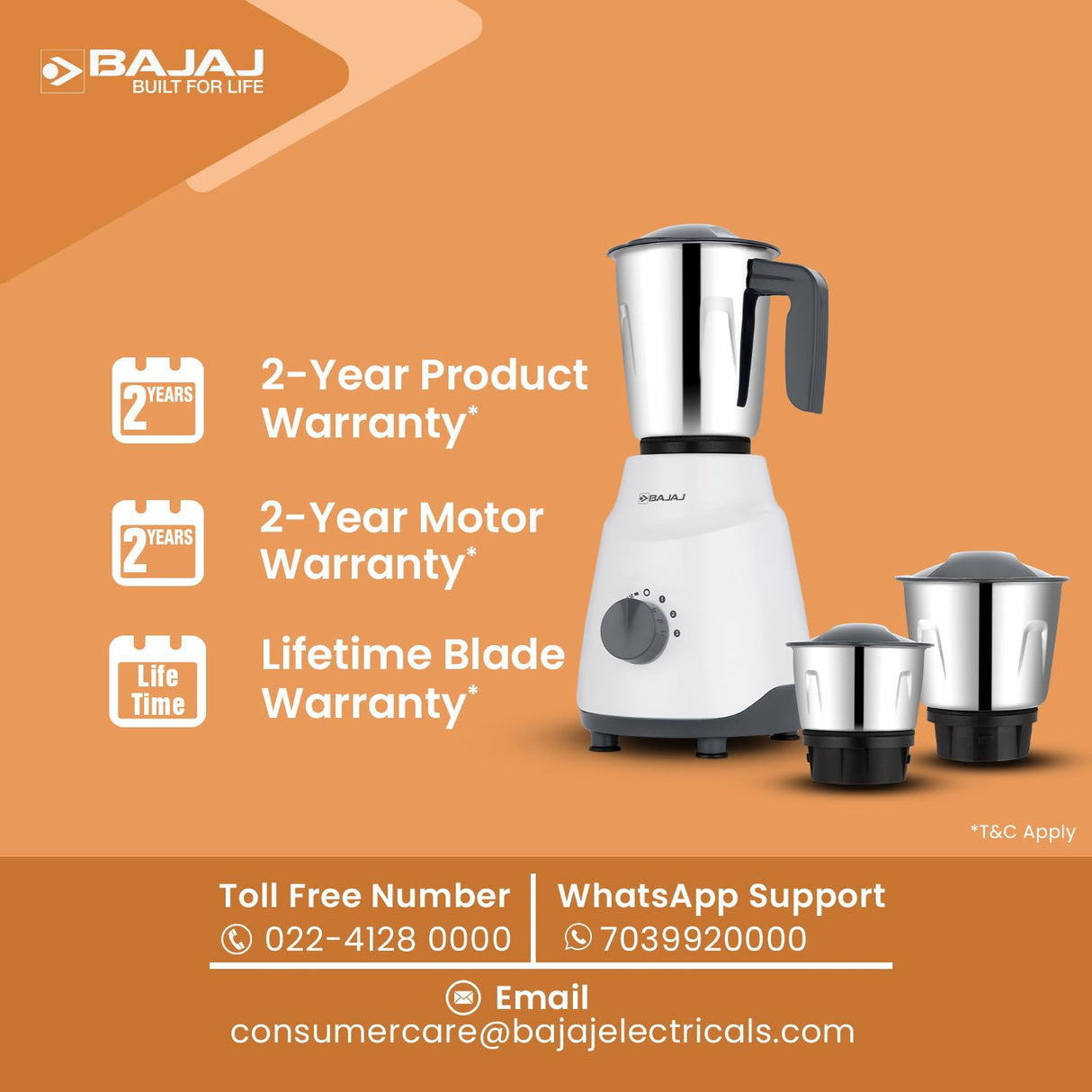 Bajaj Ninja Series Contempo 500W Mixer Grinder