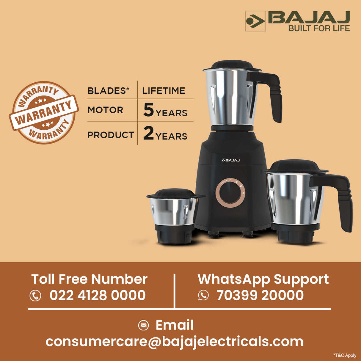 Bajaj Military Series Finesse 750W Mixer Grinder