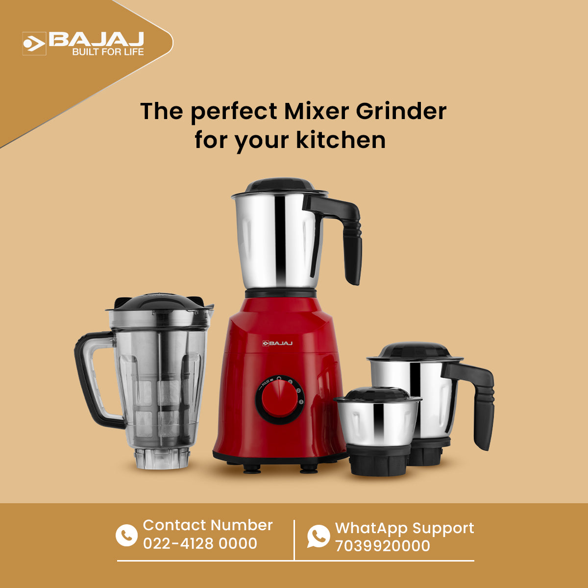 Bajaj Military Series REX 750 4 Jar Mixer Grinder