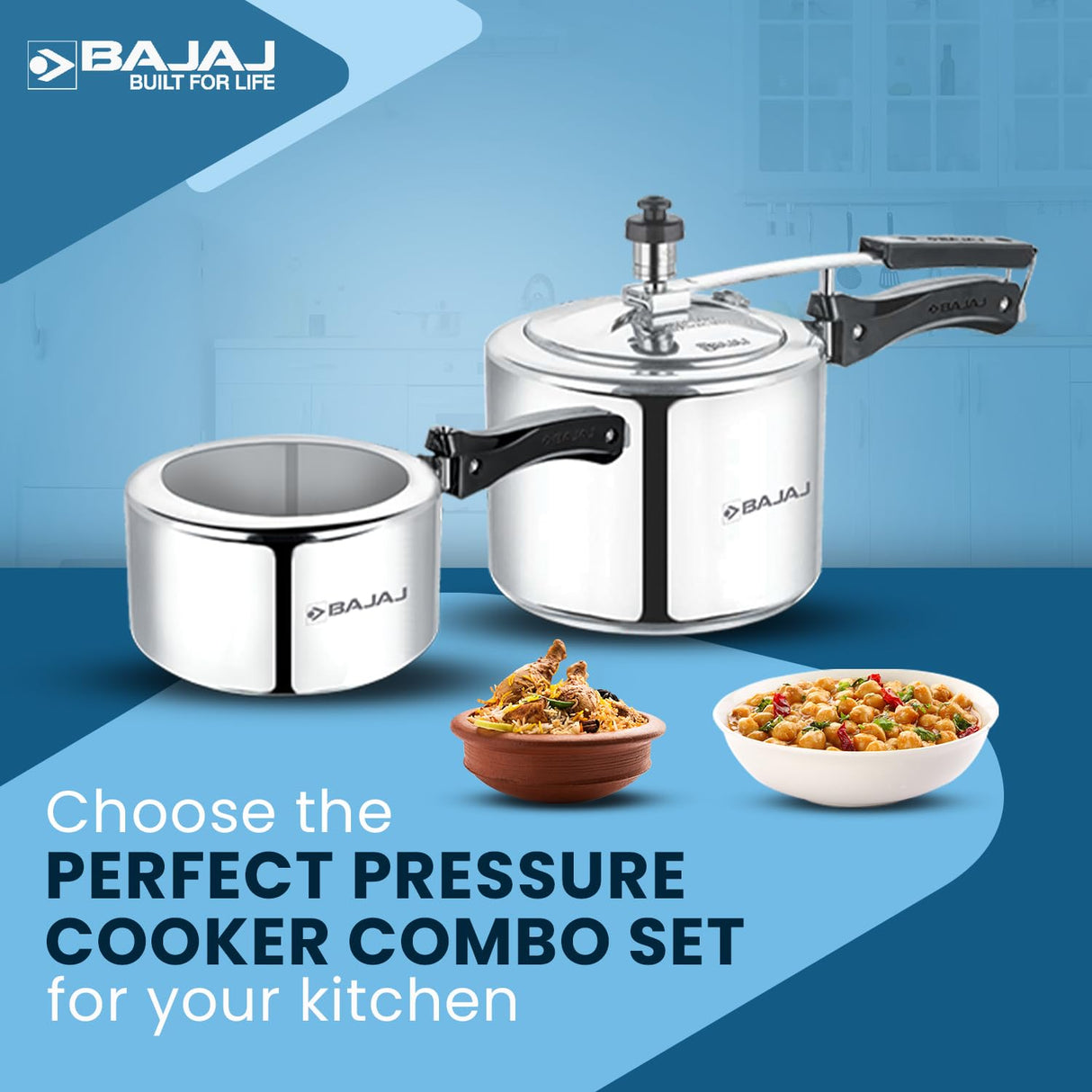 New Shakti Inner Lid  2 Piece Aluminium Pressure Cooker Combo Set