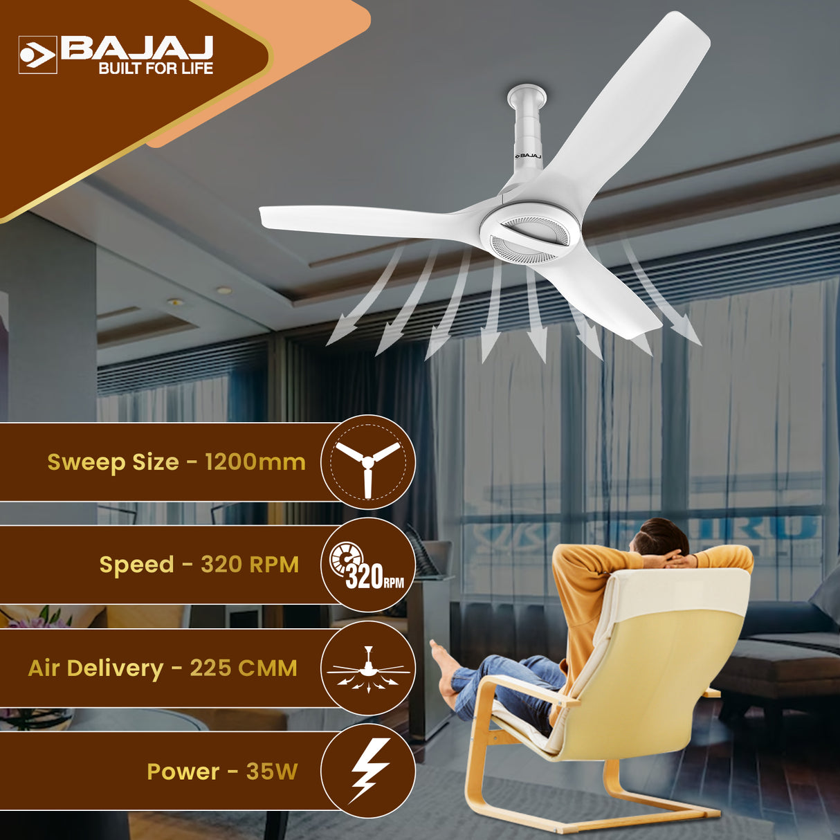 Arioso Luxe 1200mm Ceiling Fan