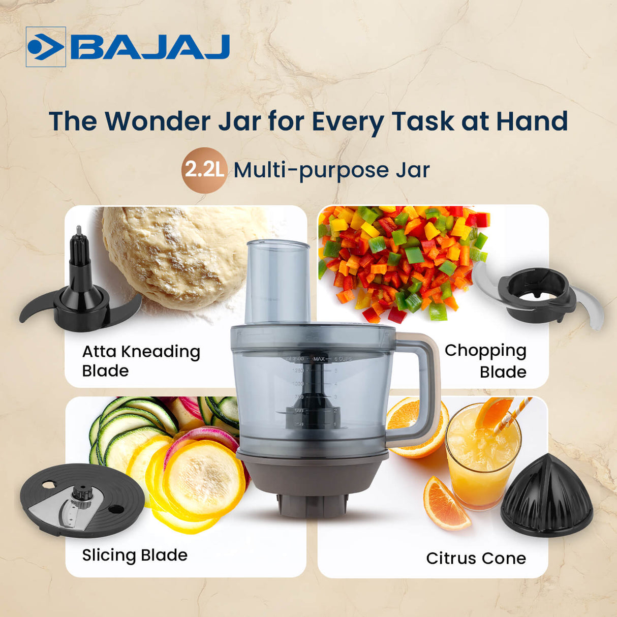 Bajaj Style Mix 1000W 5 Jar Mixer Grinder