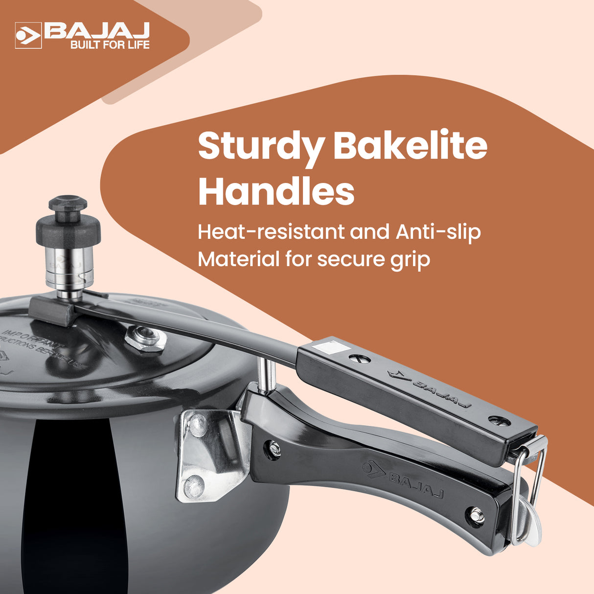 New Shakti Inner Lid Handi Shaped Hard Anodised Pressure Cooker