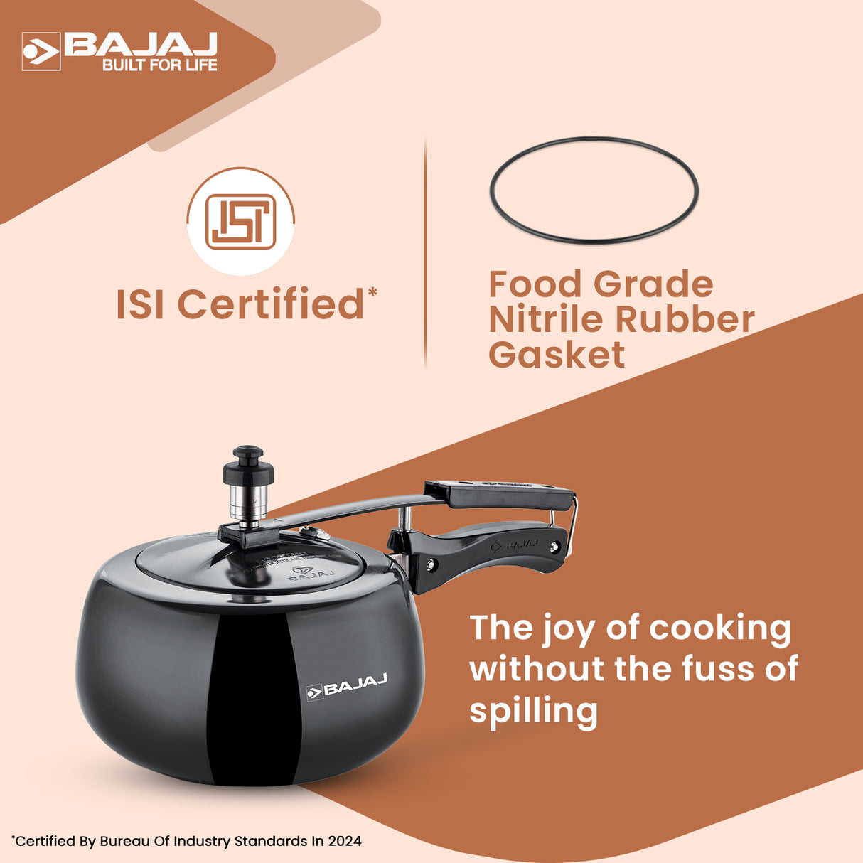New Shakti Inner Lid Handi Shaped Hard Anodised Pressure Cooker