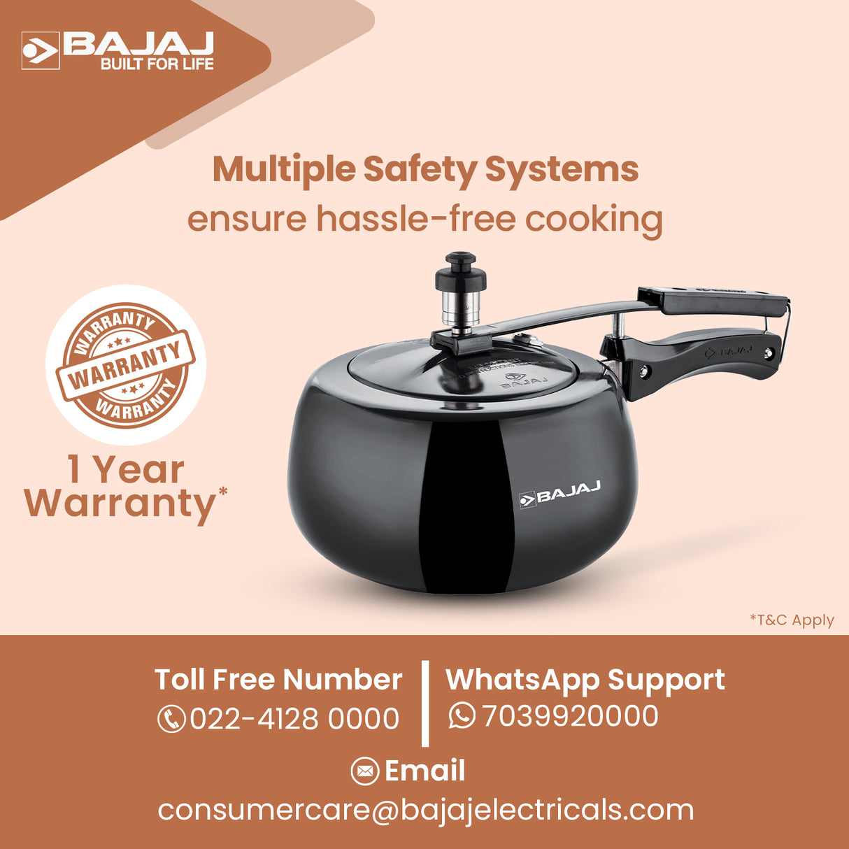 New Shakti Inner Lid Handi Shaped Hard Anodised Pressure Cooker