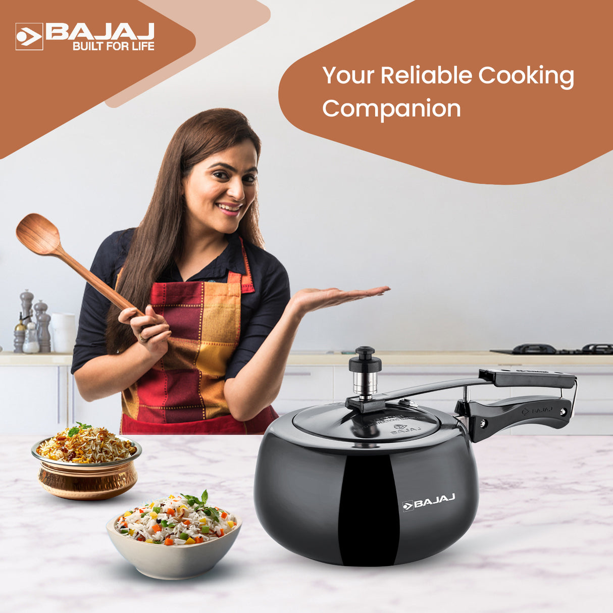 New Shakti Inner Lid Handi Shaped Hard Anodised Pressure Cooker