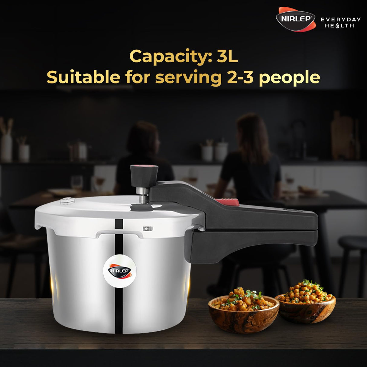 Nutrihealth Pro Outer Lid Designer Aluminium Pressure Cooker