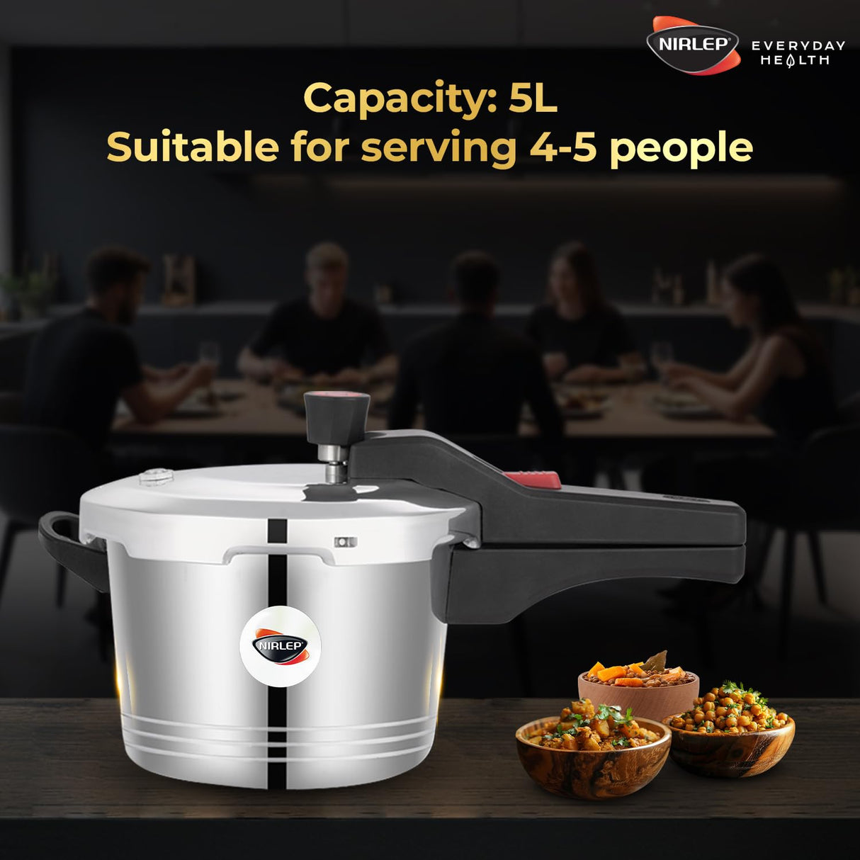 Nutrihealth Pro Outer Lid Designer Aluminium Pressure Cooker