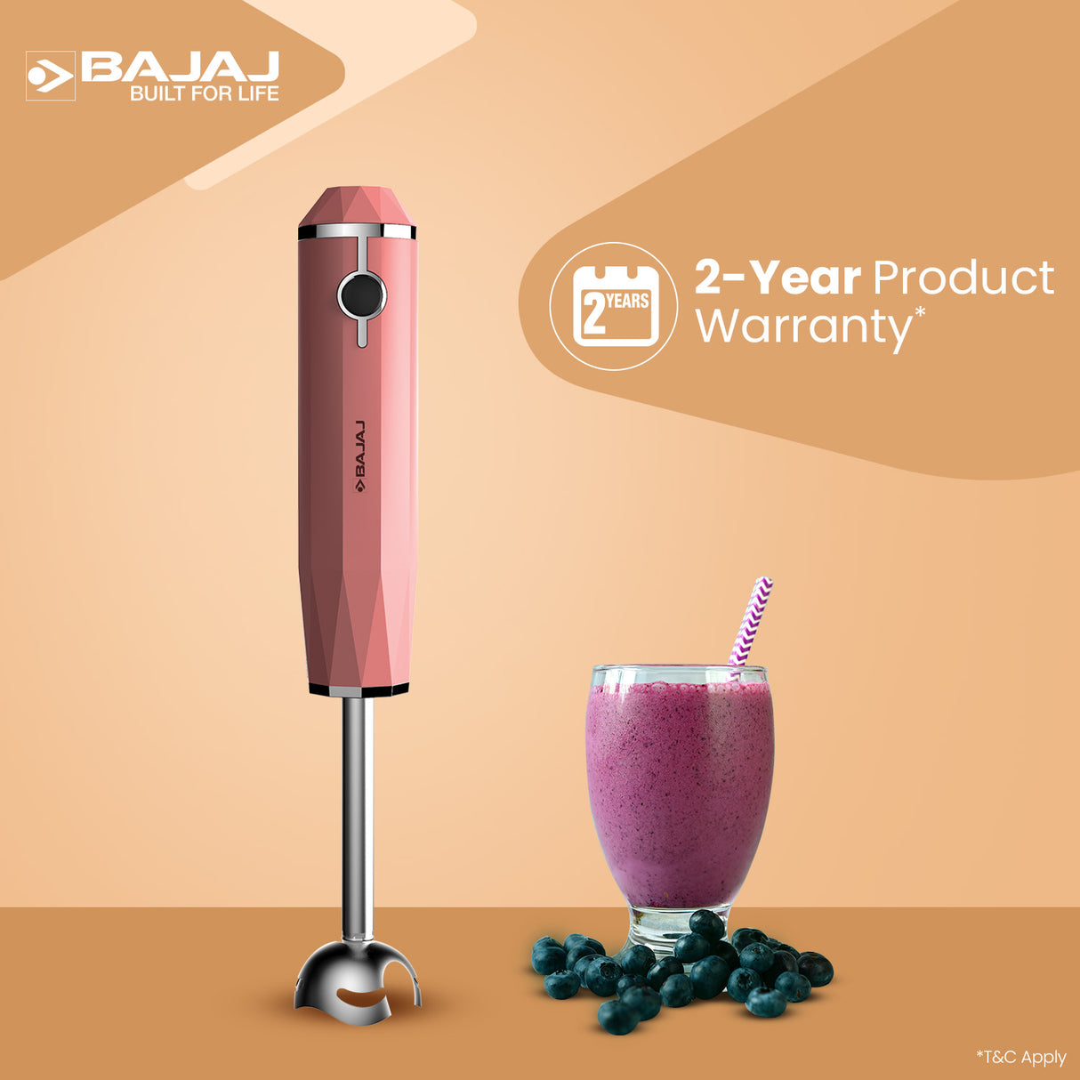 Bajaj Juvel 300 Watts Hand Blender with Prism Design & Silent DC Motor