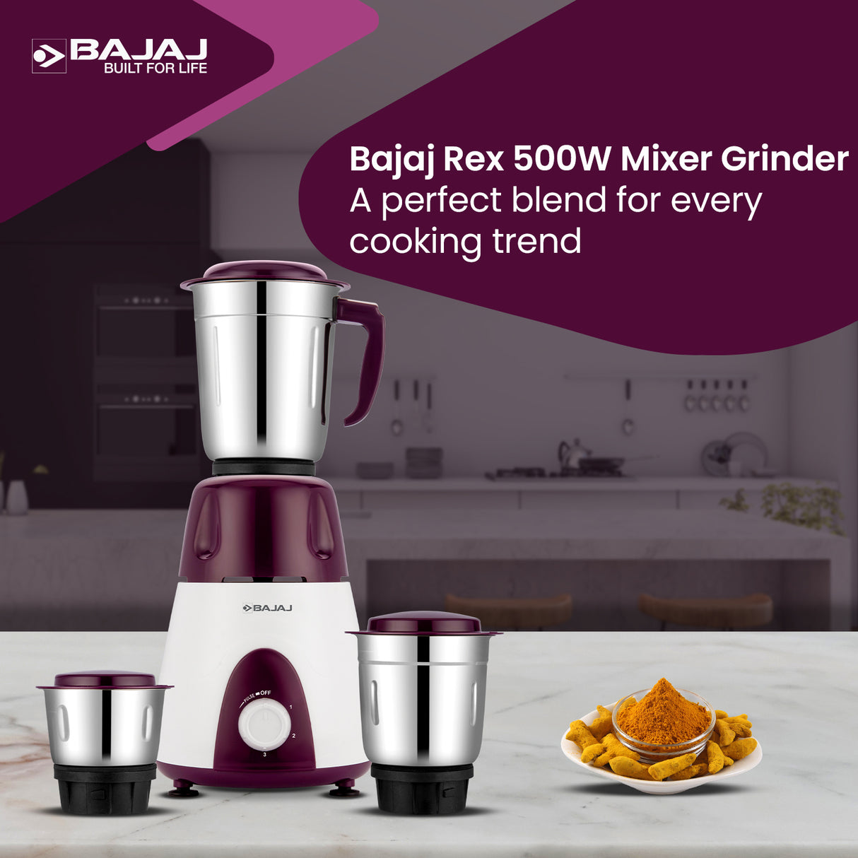 Bajaj Rex 500W Mixer Grinder
