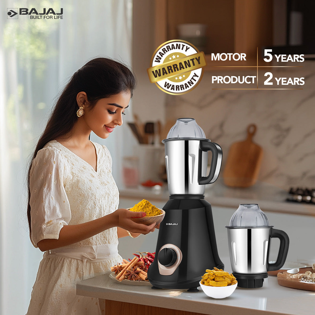 Bajaj Military Series Glamore 4 Jar 1000W Mixer Grinder