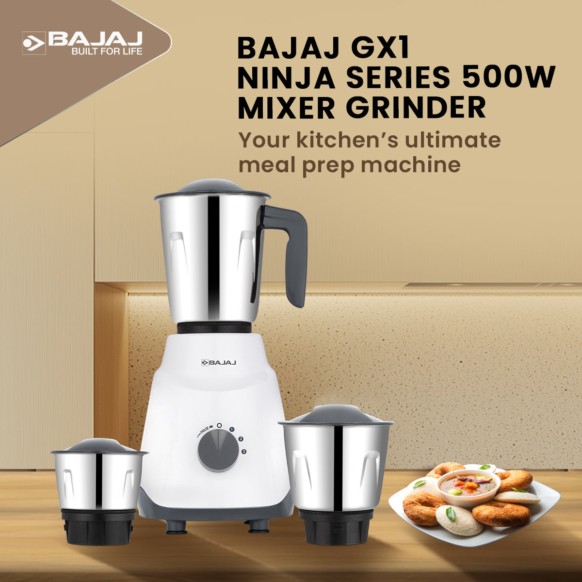 Bajaj GX1 Ninja Series 500W Mixer Grinder