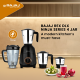 Bajaj Rex Dlx Ninja Series 4 Jar 750W Mixer Grinder