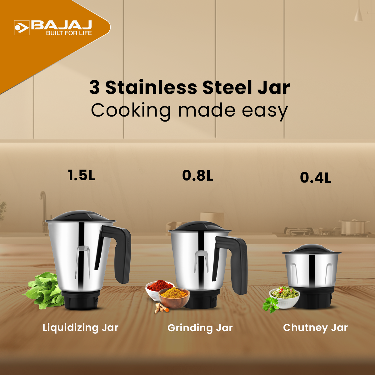 Bajaj Rex Dlx Ninja Series 4 Jar 750W Mixer Grinder