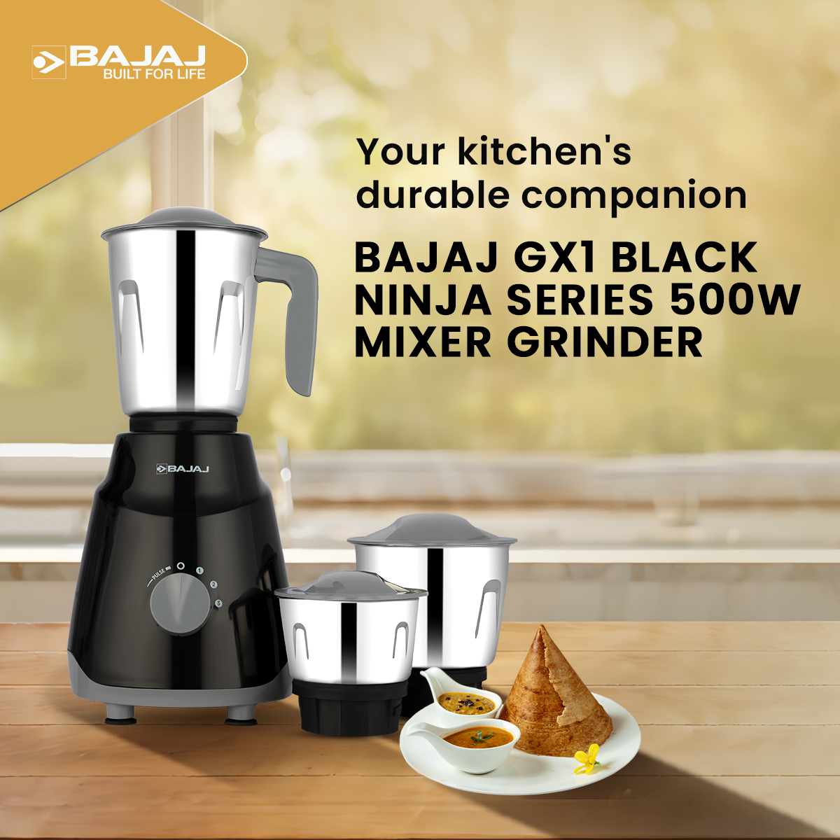 Bajaj GX1 Ninja Series 500W Mixer Grinder