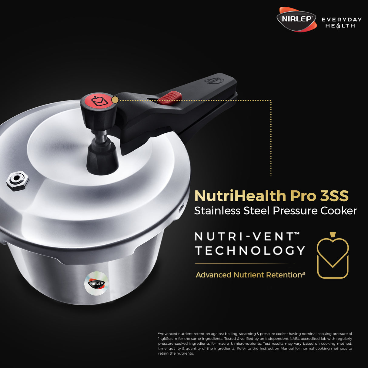 Nutrihealth Pro Outer Lid Designer Stainless Steel Pressure Cooker