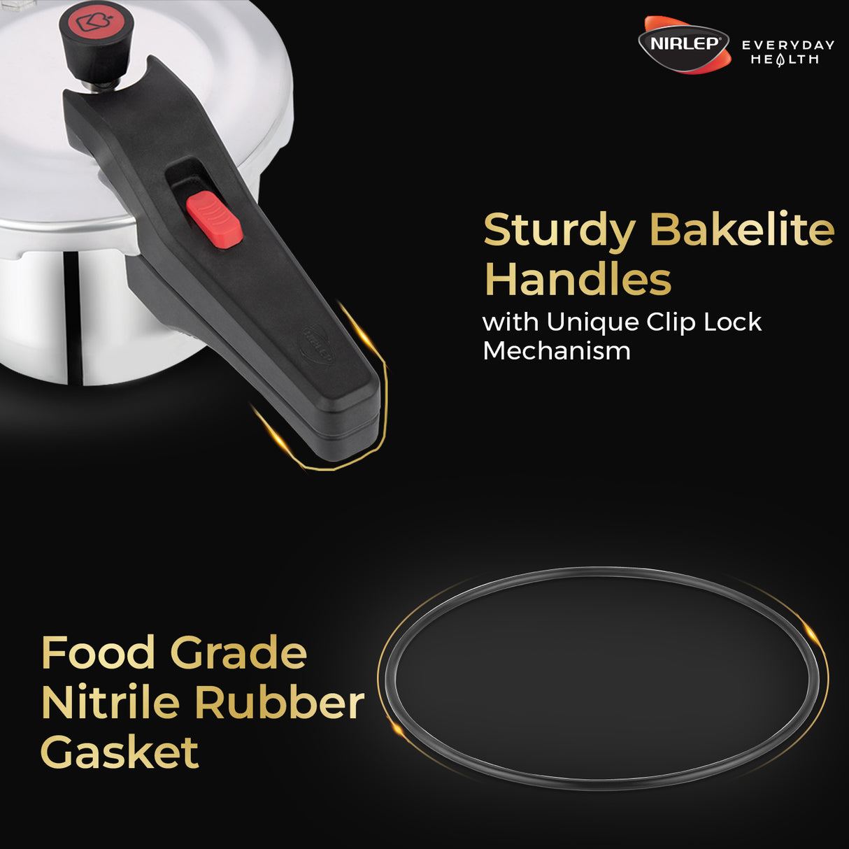Nutrihealth Pro Outer Lid Designer Stainless Steel Pressure Cooker
