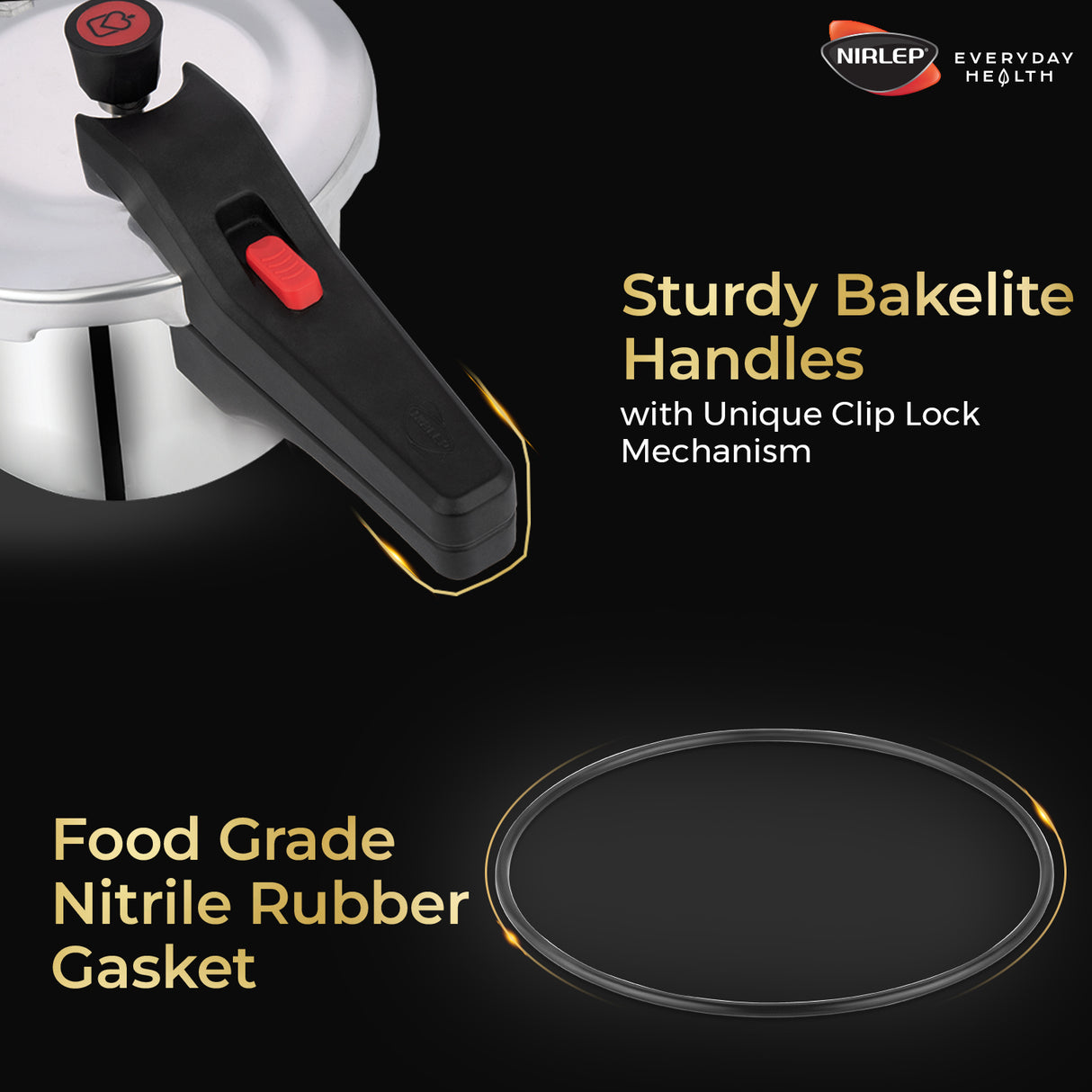 Nutrihealth Pro Outer Lid Designer Stainless Steel Pressure Cooker